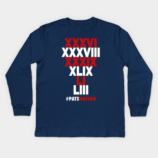 New England Patriots Roman Numeral Champions Kids Long Sleeve T-Shirt